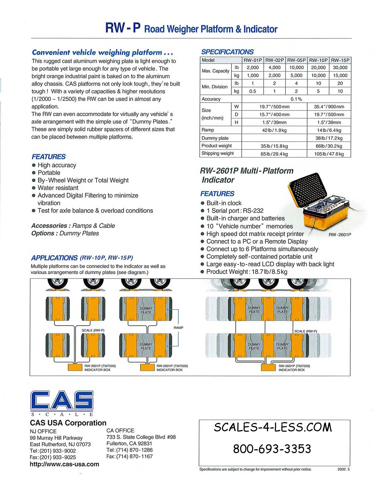 CAS Mobile Portable Truck Scale RW-10P RW-15P System