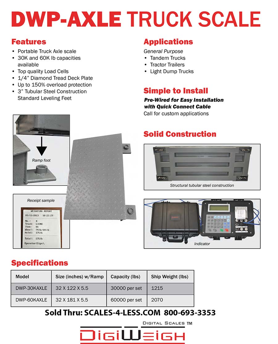 DigiWeigh DWP-30KAXLE 7' Truck Axle Scale W/Printer/Indicator 