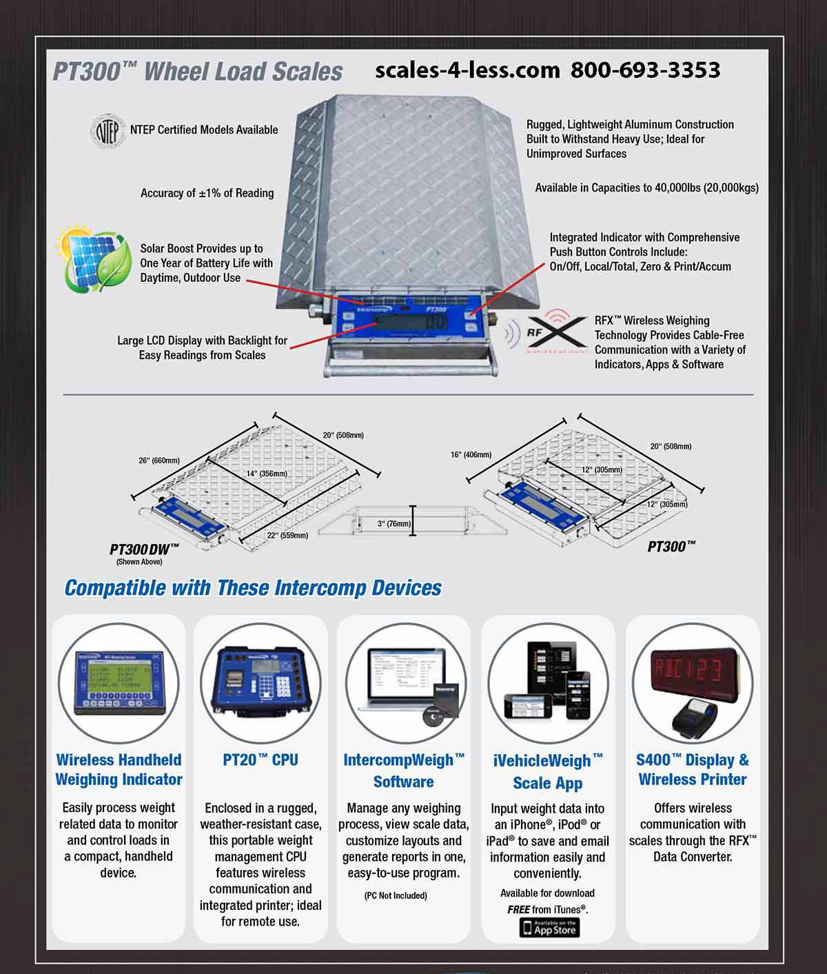 Intercomp PT300DW-RFX Portable Dual Wheel Scale Pads